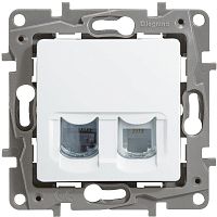 Розетка телефон+компьютер без рамки Legrand Etika 2-м. RJ11+RJ45 5е белый картинка